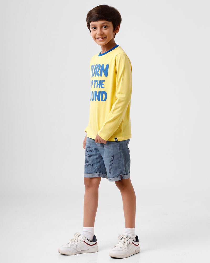 Kids - Boys Printed Full Sleeve T-Shirt Yellow Tail