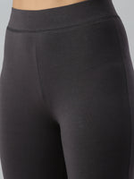 De Moza Ladies Active Wear Leggings Solid Cotton Dark Grey - De Moza