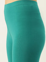 De Moza Women's Ankle Length Leggings Solid Cotton Sea Green - De Moza (4890554925119)