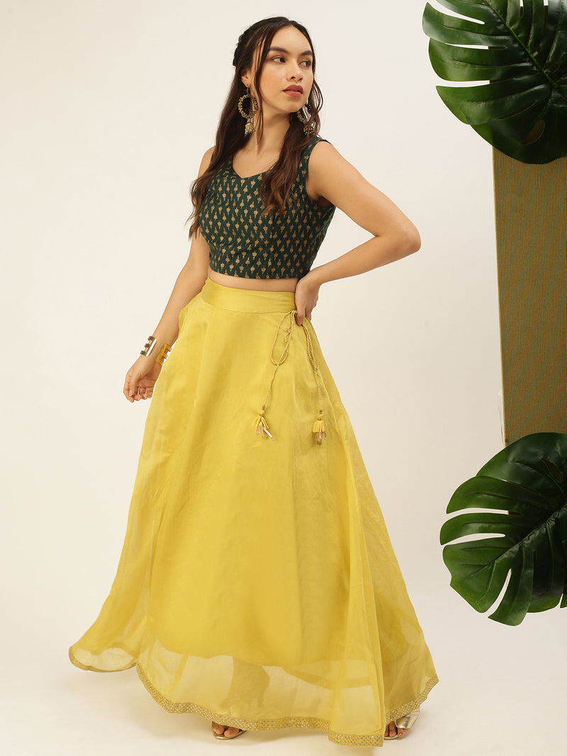 De Moza Ladies Printed Blouse Bottle Green
