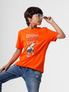 Kids - Boys Printed Half Sleeve T-Shirt Dark Orange