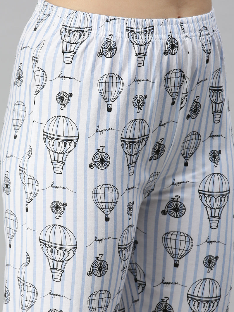 De Moza Ladies Printed Pyjama Set Wind Surfer