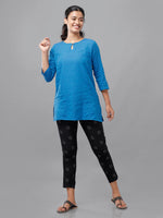 De Moza Ladies Printed Straight Pant Black