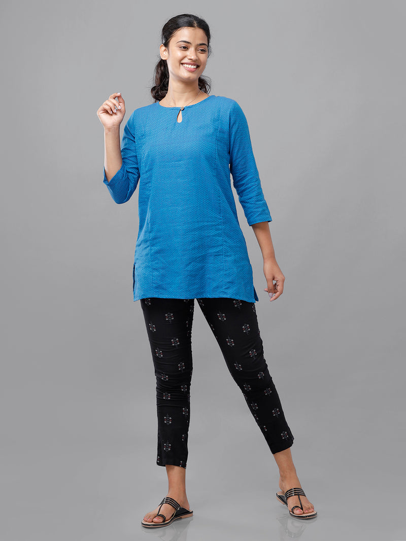 De Moza Ladies Printed Straight Pant Black