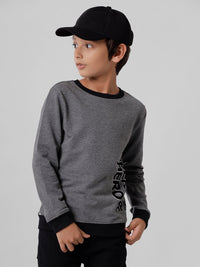 Kids - Boys Printed Sweatshirt Anthra Melange