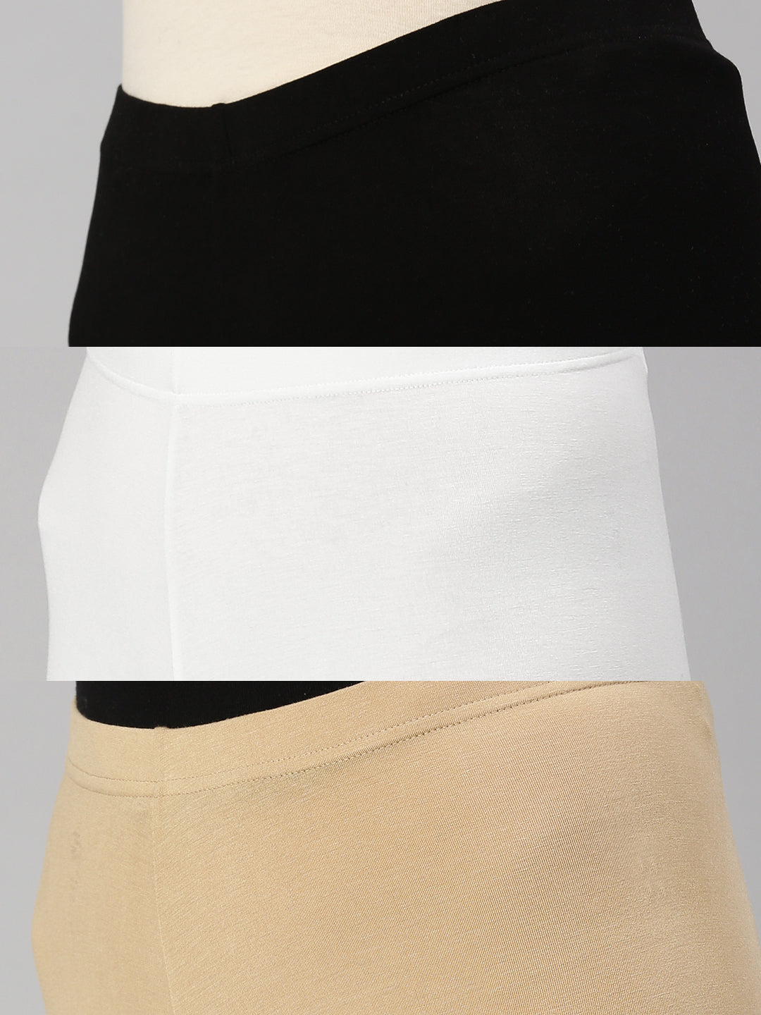 Pack of 3 De Moza Ladies Tights Black Offwhite & Skin