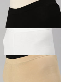 Pack of 3 De Moza Ladies Tights Black Offwhite & Skin