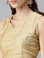 De Moza Women's Ethinc Blouse Solid Polyester Light Gold - De Moza