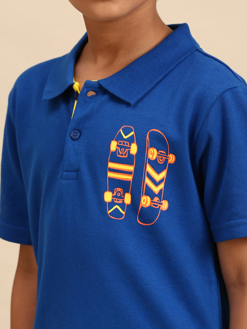 Kids - Boys Printed Half Sleeve T-Shirt Royal Blue