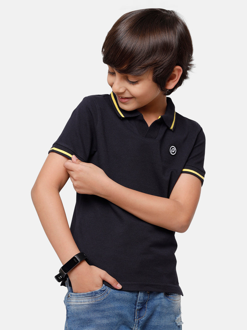 Kids - Boys Printed Half Sleeve T-Shirt Dark Navy Blue