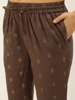 De Moza Women Printed Straight Pant Grey