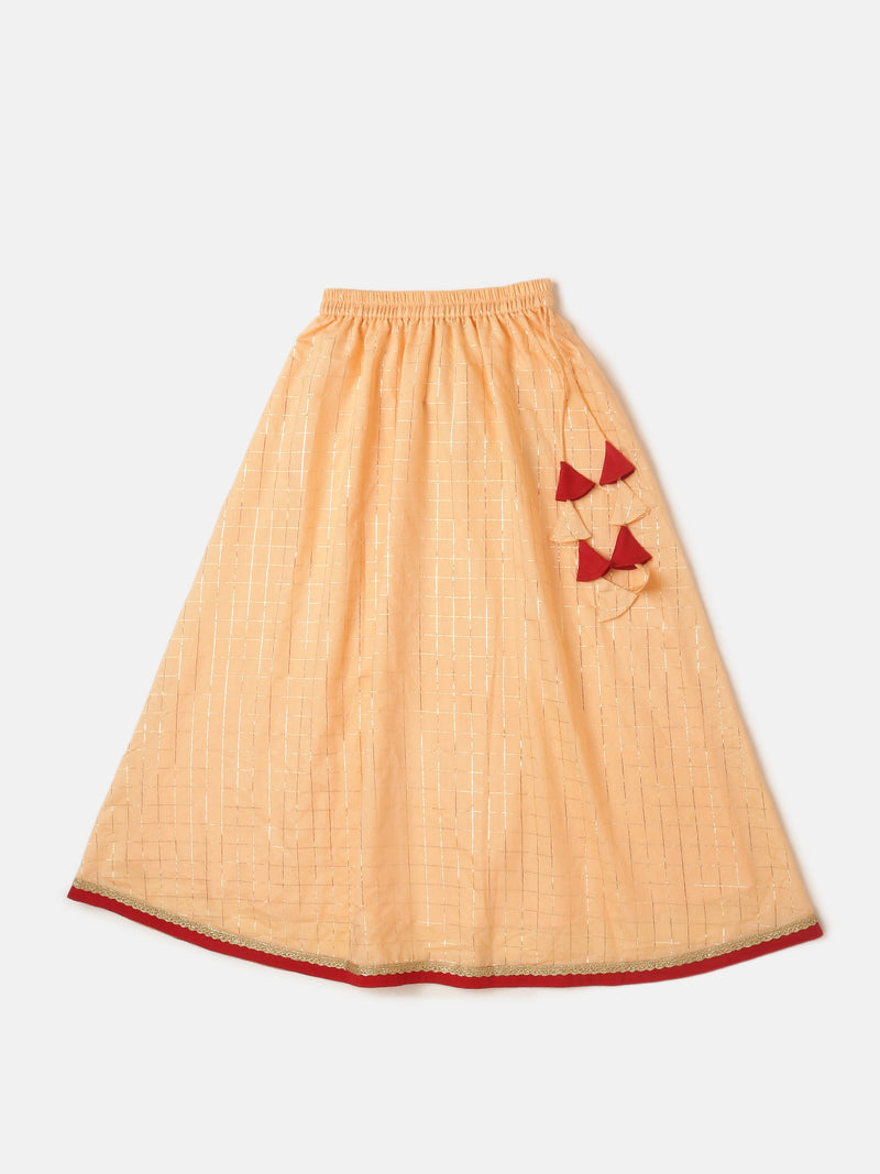 Pipin Girls Printed Lehanga Set Light Peach