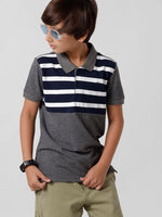 Kids - Boys Printed Half Sleeve T-Shirt Anthra Melange