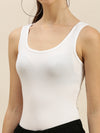 De Moza Ladies Razor Back Top White