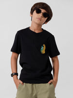 Kids - Boys Printed Half Sleeve T-Shirt Black