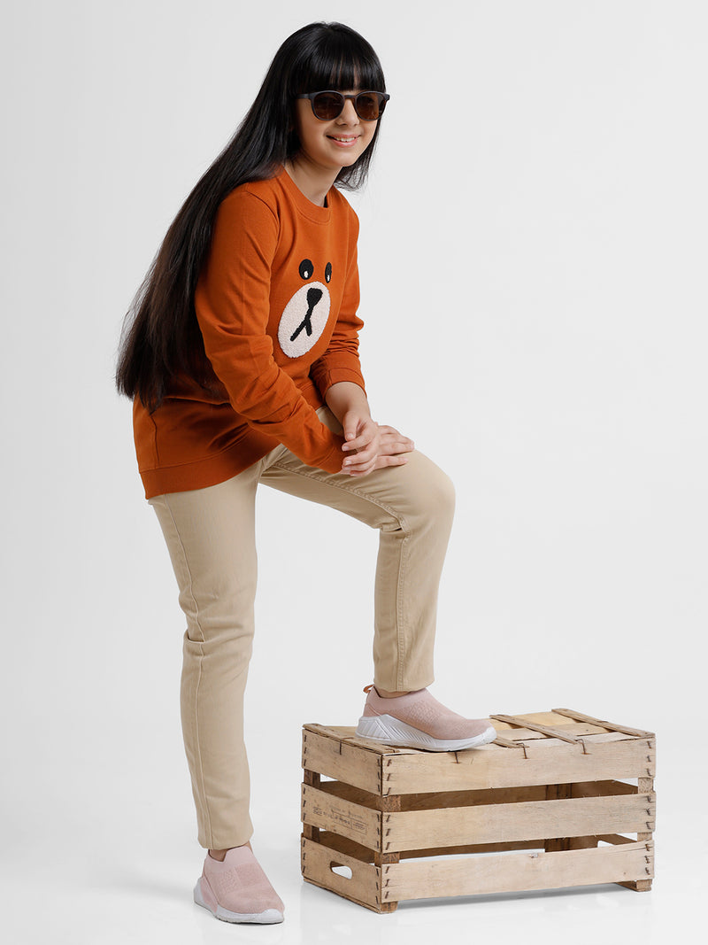 Kids - Girls Printed Sweatshirt Umber