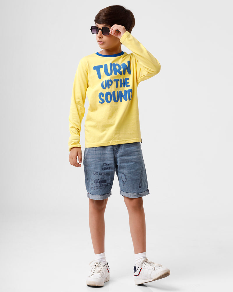Kids - Boys Printed Full Sleeve T-Shirt Yellow Tail