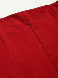 De Moza Womens Cigarette Pant Solid Cotton True Red - De Moza