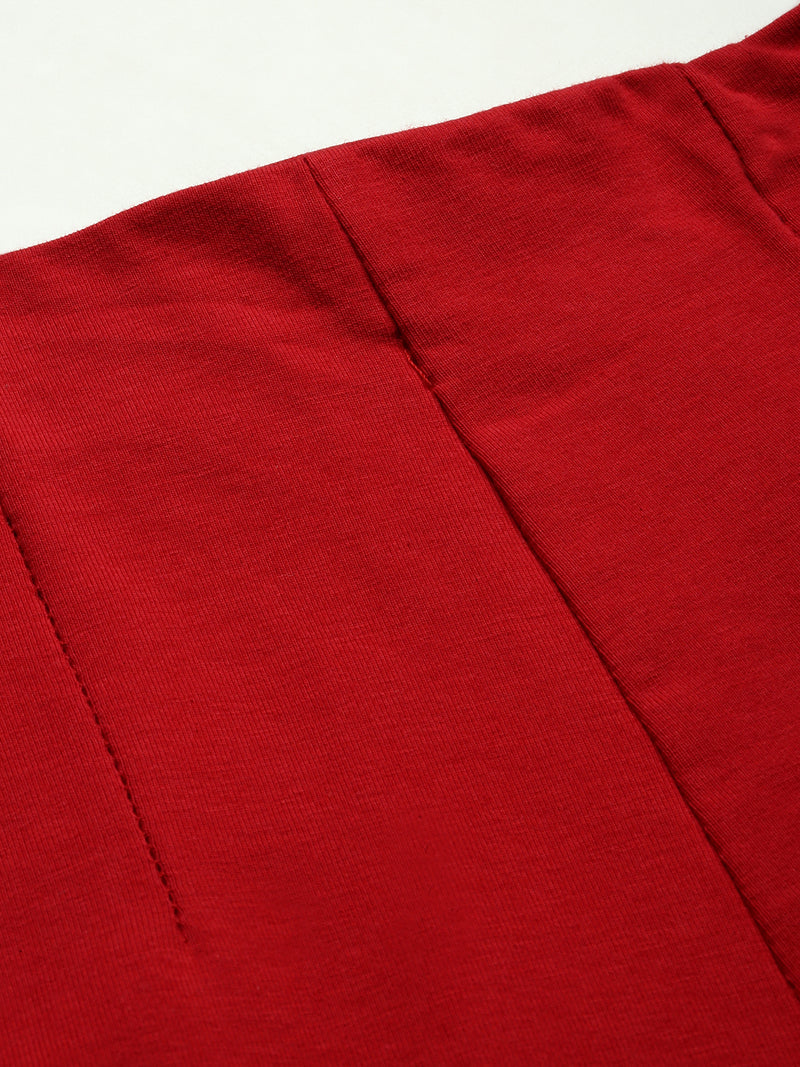 De Moza Womens Cigarette Pant Solid Cotton True Red - De Moza