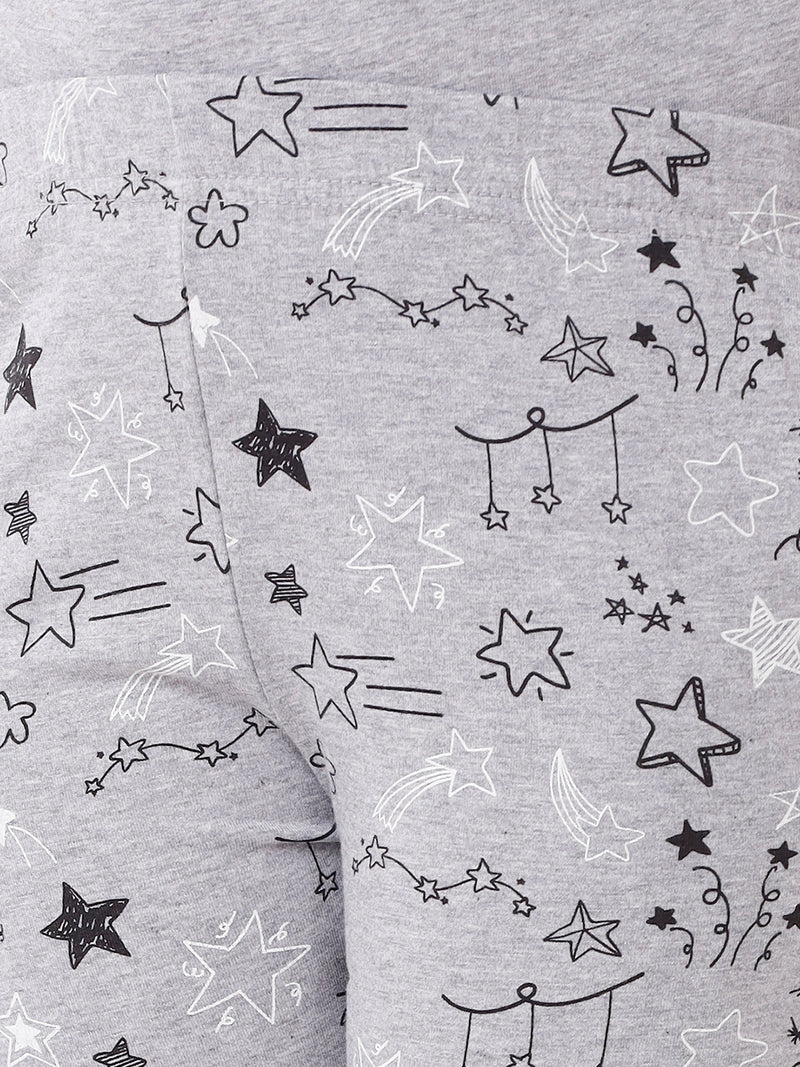 Kids – Girls Printed Pyjama Set Grey Melange