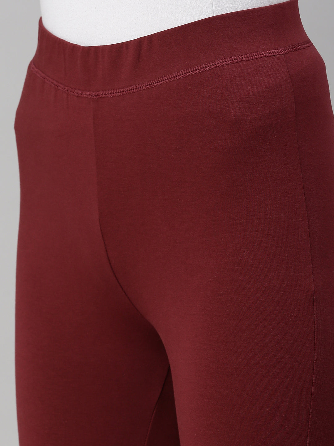 De Moza Womens 7/8Th Length Leggings Solid Cotton Maroon - De Moza