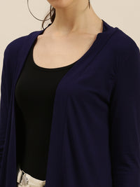 De Moza Ladies Long Length Shrug Navy Blue