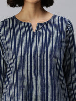 De Moza Ladies Printed Pyjama Set Navy Blue