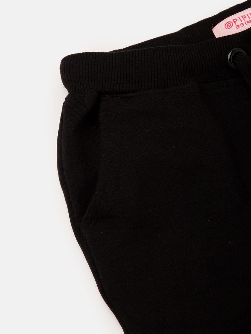 PIPIN Girls Printed Jogger Black