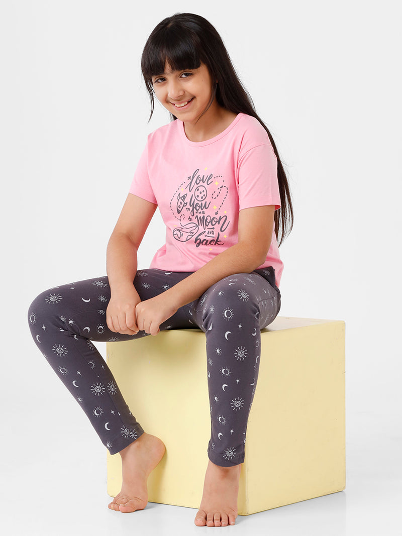 Kids – Girls Printed Pyjama Set Prism Pink