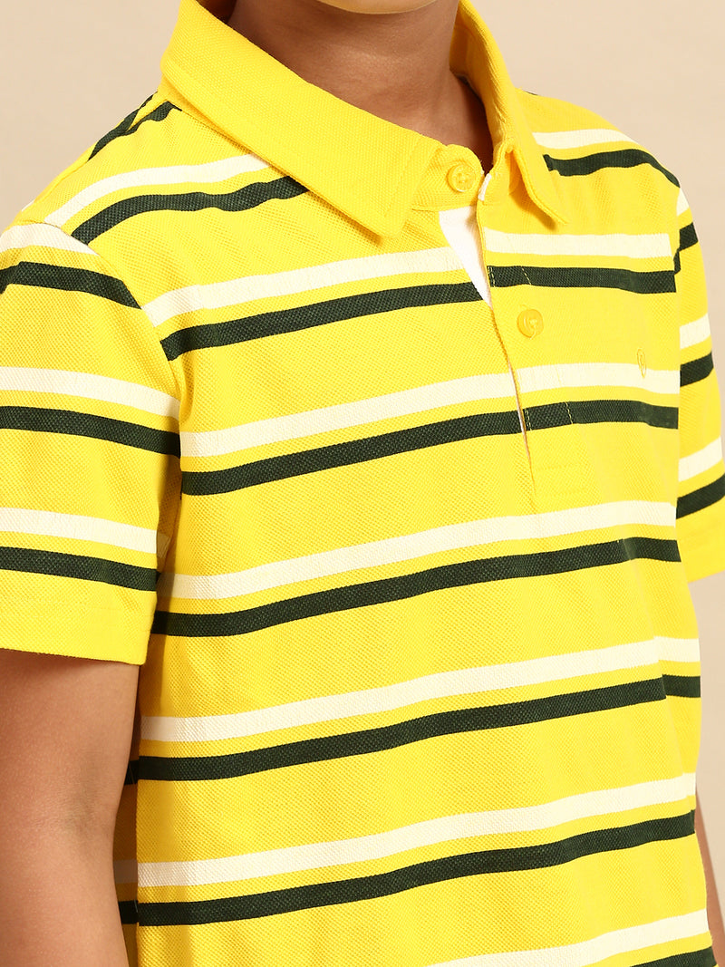 Kids - Boys Printed Half Sleeve T-Shirt Yellow