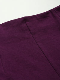 De Moza Womens Cigarette Pant Solid Cotton Dark Purple- De Moza
