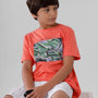 Kids - Boys Printed Half Sleeve T-Shirt Peach