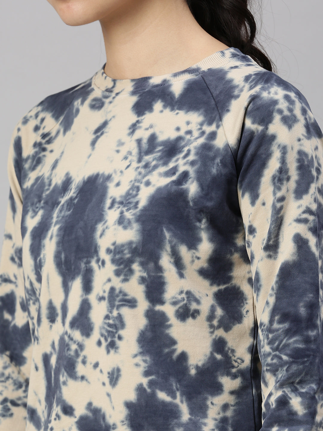 De Moza Ladies Printed Sweatshirt Navy Blue