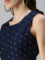 De Moza Women's Printed Blouse Navy Blue