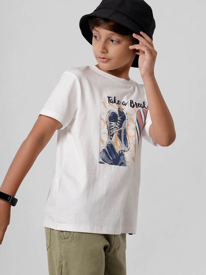 PIPIN Boys Printed T-shirt Offwhite