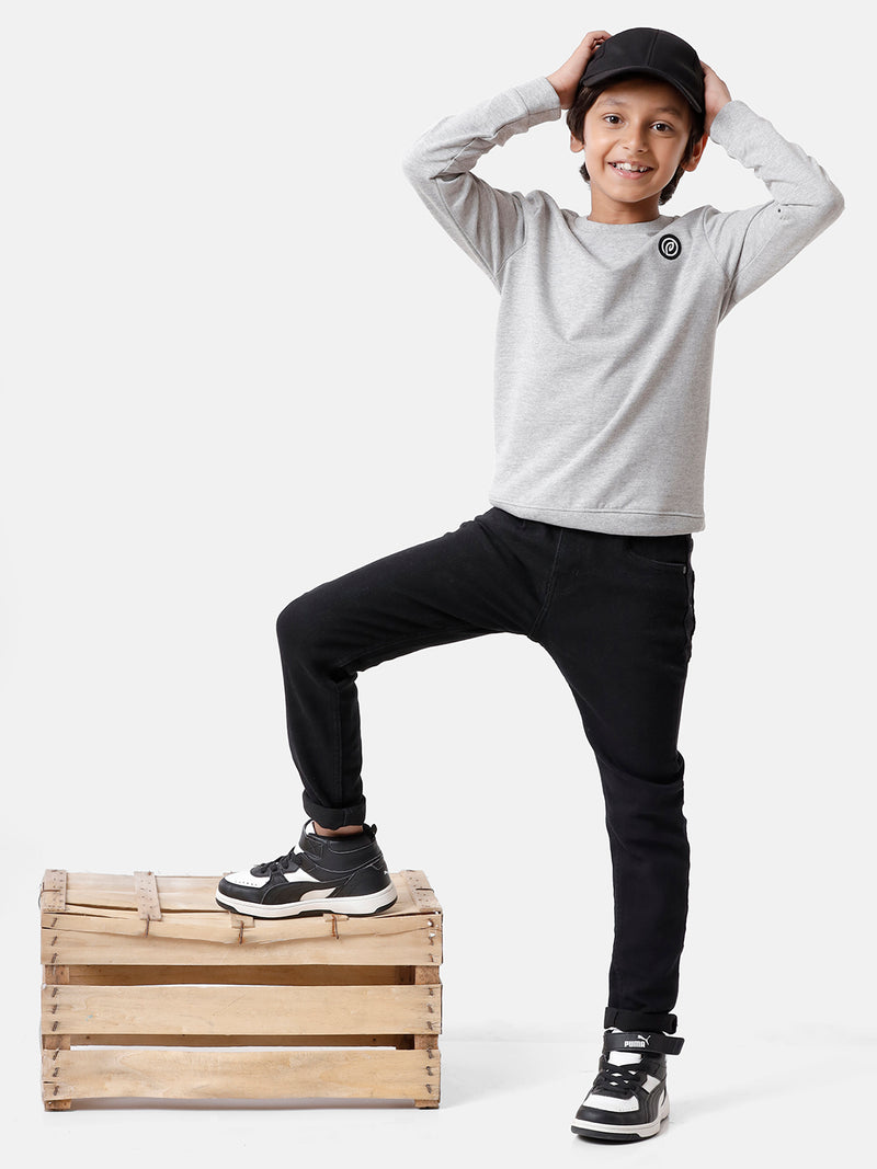 Kids - Boys Printed Sweatshirt Grey Melange