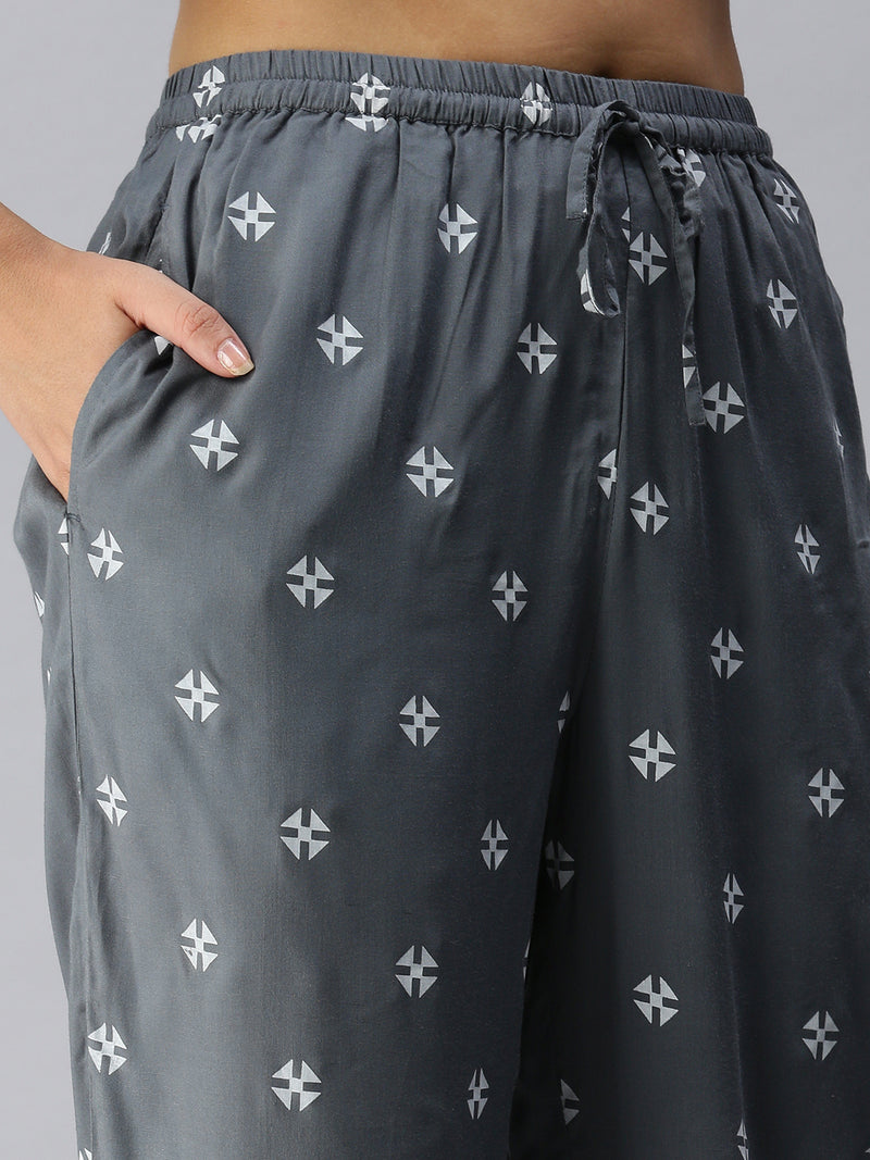De Moza Ladies Printed Pyjama Set Grey