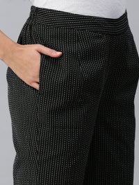De Moza Ladies Printed Straight Pant Black