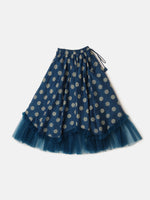 Pipin Girls Printed Lehanga Set Dark Blue