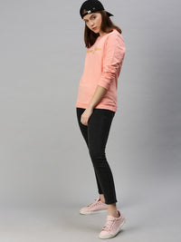 De Moza Women's Printed Sweatshirt Peach