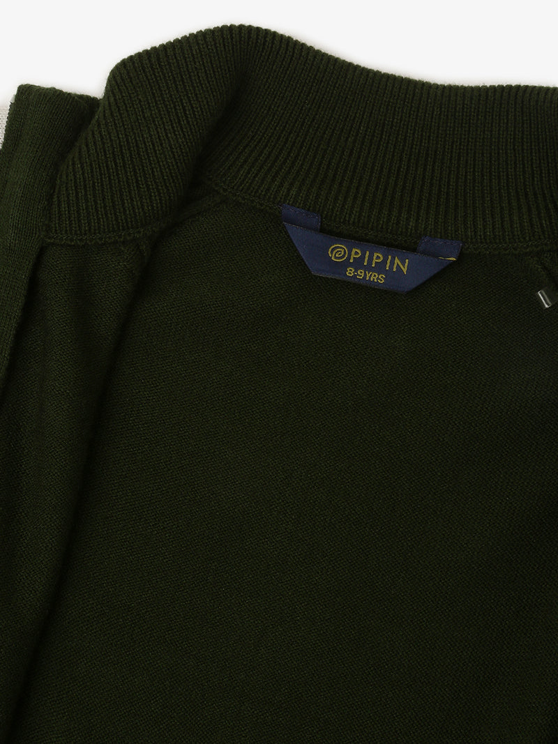 Kids - Boys Winter Sweatshirt Bright Olive Green - De Moza