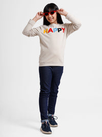 Kids - Girls Printed Sweatshirt Oat Melange