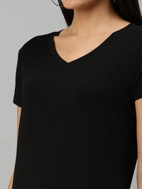 De Moza Women's Half Sleeve Top Black