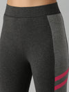 De Moza Ladies Ankle Length Leggings Solid Cotton Grey Melange - De Moza