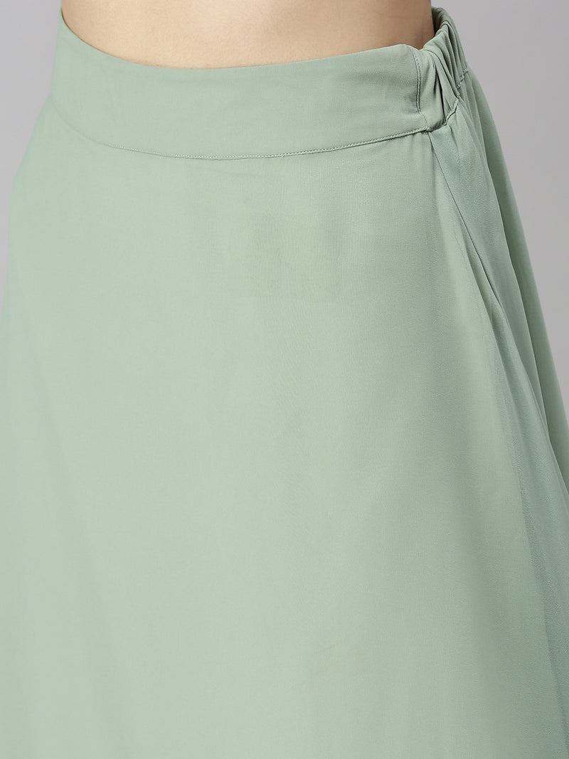 De Moza Women’s Lehenga Set Pista Green (3Piece set)