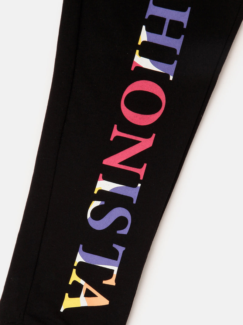 PIPIN Girls Printed Jogger Black