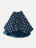 Pipin Girls Printed Lehanga Set Dark Blue