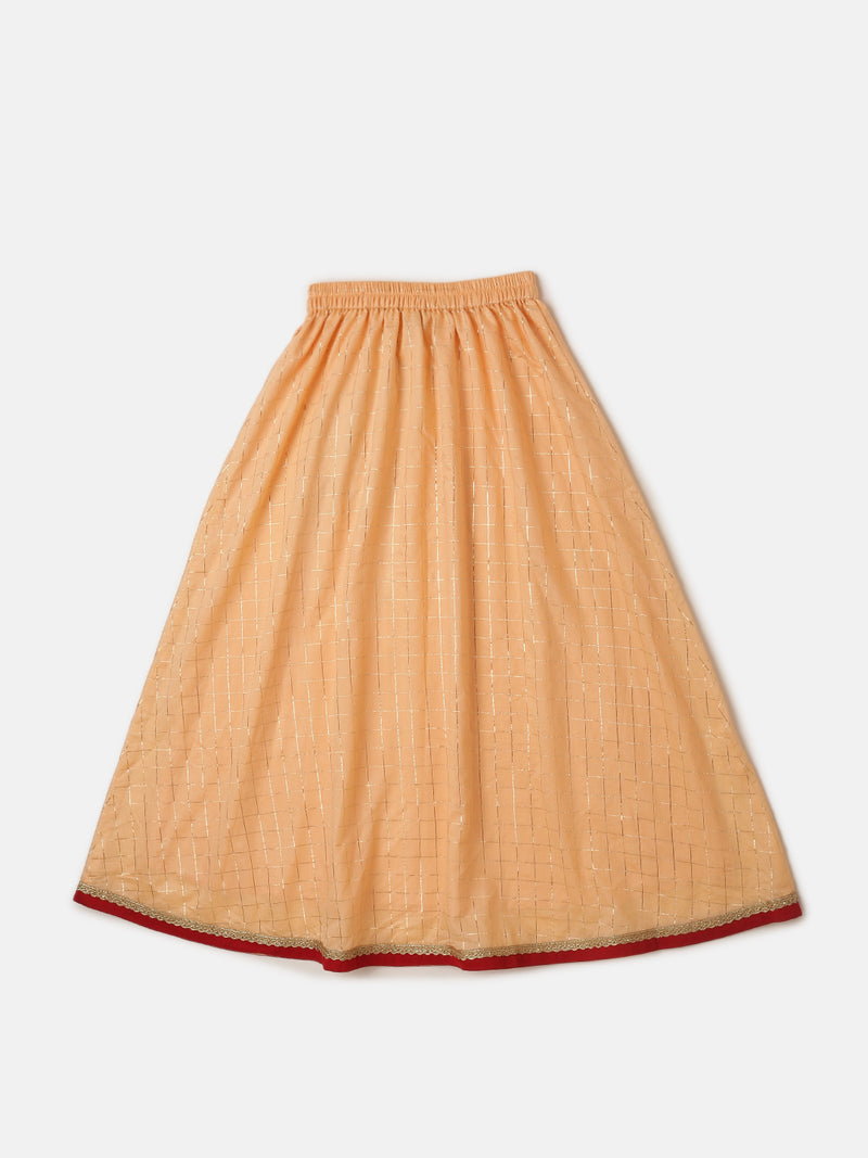 Pipin Girls Printed Lehanga Set Light Peach