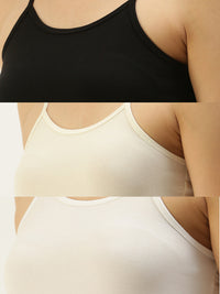 Pack of 3 De Moza Women’s Spaghetti Black & Offwhite & White