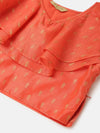 Pipin Girls Printed Lehanga Set Dark Coral